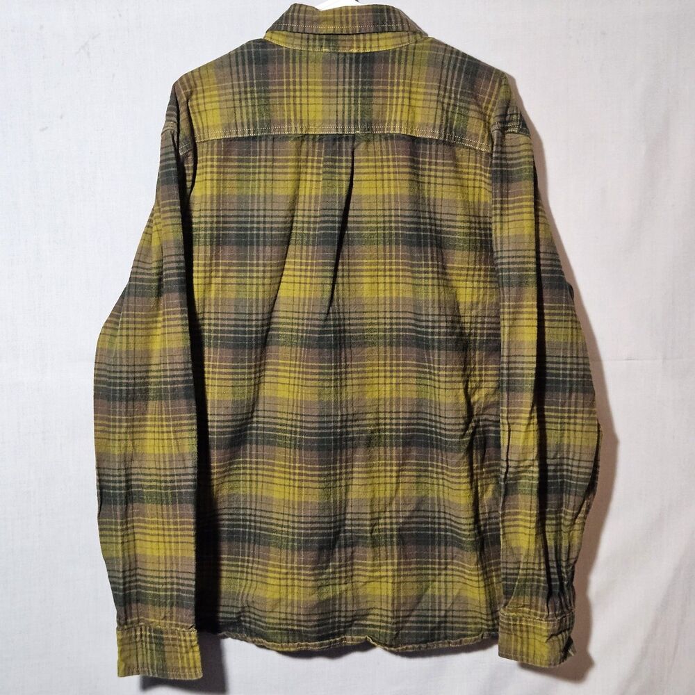 Mountain Hardwear Flannel Shirt Button Front Mens XL Olive Green Brown Plaid LS - Picture 2 of 14
